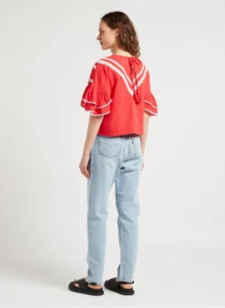 STELLA FOREST LIZZY - Wijde Katoenen Top Met Ronde Hals En Borduursel | Oranje 11 STELLA FOREST LIZZY - Wijde Katoenen Top Met Ronde Hals En Borduursel | Oranje -Kleding Winkel 4120850