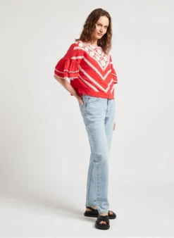 STELLA FOREST LIZZY - Wijde Katoenen Top Met Ronde Hals En Borduursel | Oranje 10 STELLA FOREST LIZZY - Wijde Katoenen Top Met Ronde Hals En Borduursel | Oranje -Kleding Winkel 4120851