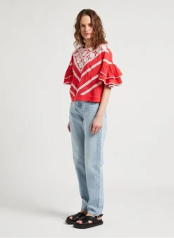 STELLA FOREST LIZZY - Wijde Katoenen Top Met Ronde Hals En Borduursel | Oranje 9 STELLA FOREST LIZZY - Wijde Katoenen Top Met Ronde Hals En Borduursel | Oranje -Kleding Winkel 4120854