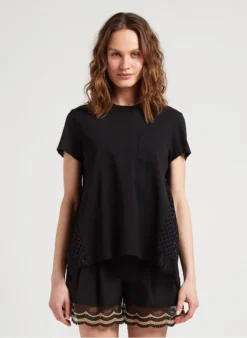 TWINSET Ruimvallende, Katoenen Top Met Ronde Hals | Zwart