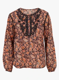 AMRITA - Katoenen Top Met Ronde Hals En Borduursel | Veelkleurig -Kleding Winkel 4122111