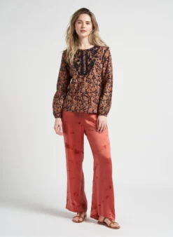 AMRITA - Katoenen Top Met Ronde Hals En Borduursel | Veelkleurig -Kleding Winkel 4123067