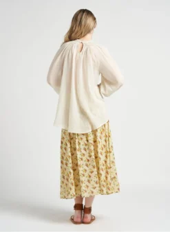 BOUM - Wijde, Katoenen Blouse Met Ronde Hals | Wit -Kleding Winkel 4123250