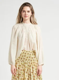 BOUM - Wijde, Katoenen Blouse Met Ronde Hals | Wit