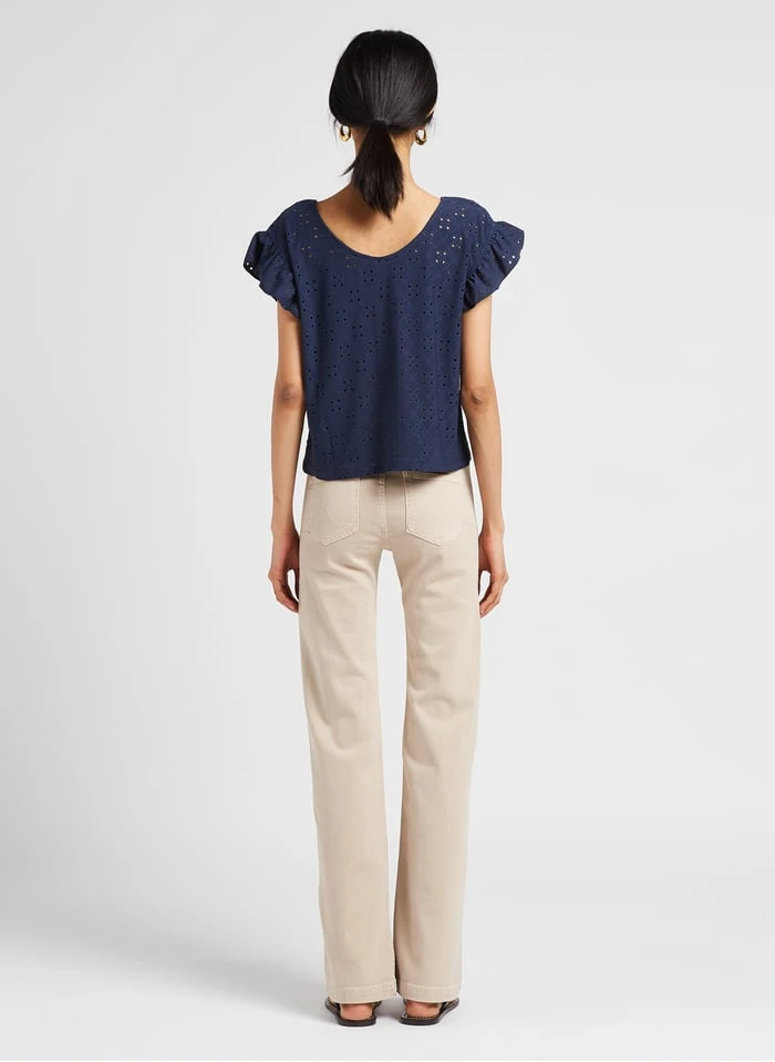 LE TEMPS DES CERISES PEDRINA - Top Met V-hals En Engels Kant | Blauw 5 LE TEMPS DES CERISES PEDRINA - Top Met V-hals En Engels Kant | Blauw - Afbeelding 5