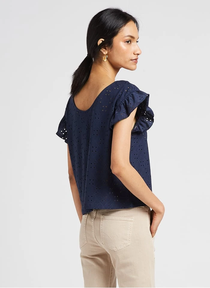 LE TEMPS DES CERISES PEDRINA - Top Met V-hals En Engels Kant | Blauw 2 LE TEMPS DES CERISES PEDRINA - Top Met V-hals En Engels Kant | Blauw - Afbeelding 2