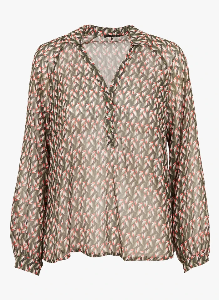 ONE STEP Blouse Van Voile Met Tuniekhals En Print | Groen 3 ONE STEP Blouse Van Voile Met Tuniekhals En Print | Groen - Afbeelding 3