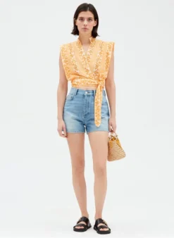 CLAUDIE PIERLOT BALKINE - Katoenen Top Met V-hals En Bloemenprint | Veelkleurig -Kleding Winkel 4124644