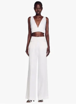 Sandro LOLITE - Croptop Met V-hals | Wit -Kleding Winkel 4125984