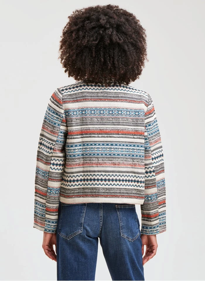 Jasje Met Opstaande Kraag En Jacquardmotief | Wit 4 Jasje Met Opstaande Kraag En Jacquardmotief | Wit - Afbeelding 4