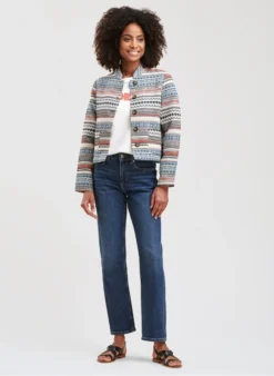 Jasje Met Opstaande Kraag En Jacquardmotief | Wit 9 Jasje Met Opstaande Kraag En Jacquardmotief | Wit -Kleding Winkel 4126884