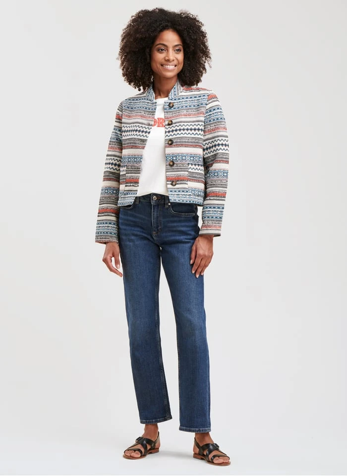 Jasje Met Opstaande Kraag En Jacquardmotief | Wit 5 Jasje Met Opstaande Kraag En Jacquardmotief | Wit - Afbeelding 5