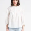 Wijde, Katoenen Blouse Met Maokraag | Wit