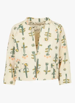 LE POTAGER - Kort Jasje Van Katoen- En Linnenmix Met Officierskraag En Print | Beige