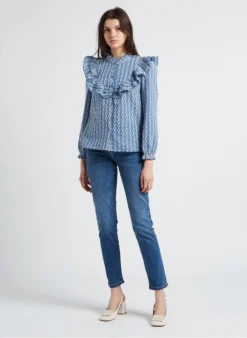 CASSANDRA - Top Met Victoriaanse Kraag En Bloemmotief | Blauw 10 CASSANDRA - Top Met Victoriaanse Kraag En Bloemmotief | Blauw -Kleding Winkel 4146546
