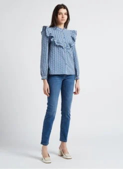 CASSANDRA - Top Met Victoriaanse Kraag En Bloemmotief | Blauw 11 CASSANDRA - Top Met Victoriaanse Kraag En Bloemmotief | Blauw -Kleding Winkel 4146547