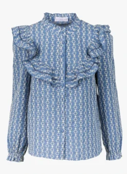 CASSANDRA - Top Met Victoriaanse Kraag En Bloemmotief | Blauw 9 CASSANDRA - Top Met Victoriaanse Kraag En Bloemmotief | Blauw -Kleding Winkel 4147298