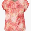 Ruimvallende Top Met Ronde Hals En Print | Rood