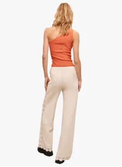 Maje MYSHOULDER - Glanzende, Asymmetrische Top | Oranje -Kleding Winkel 4147550