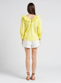 PAUL SMITH Katoenen Top Met Ruches | Geel -Kleding Winkel 4151959