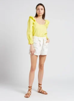 PAUL SMITH Katoenen Top Met Ruches | Geel -Kleding Winkel 4151960