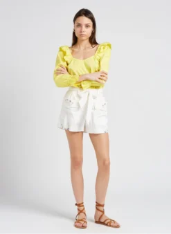 PAUL SMITH Katoenen Top Met Ruches | Geel -Kleding Winkel 4151965