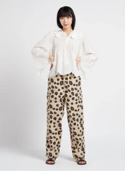 BASKET - Soepelvallende, Katoenen Blouse Met Borduursel | Wit -Kleding Winkel 4156443