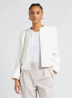 THEORY Korte, Katoenen Tweedjasje | Wit