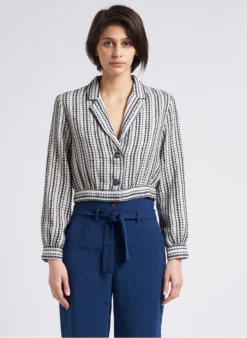 Kleding Winkel 3 Kort, Gestreept Jasje Met Klassieke Kraag | Veelkleurig