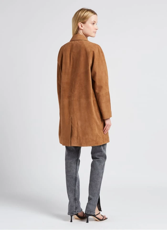 GERARD DAREL NAELISS - Straight-fit, Lang Jasje Van Leer | Bruin 2 GERARD DAREL NAELISS - Straight-fit, Lang Jasje Van Leer | Bruin - Afbeelding 2