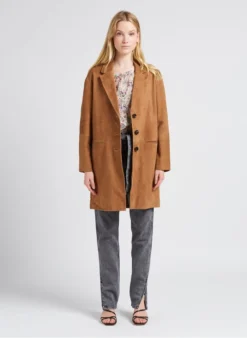 GERARD DAREL NAELISS - Straight-fit, Lang Jasje Van Leer | Bruin