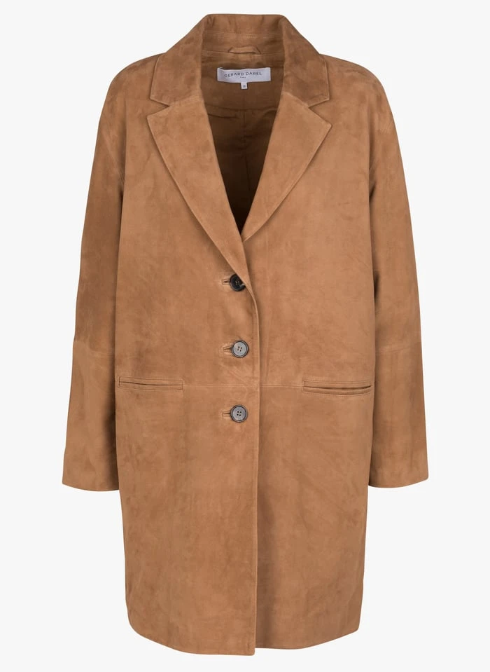 GERARD DAREL NAELISS - Straight-fit, Lang Jasje Van Leer | Bruin 3 GERARD DAREL NAELISS - Straight-fit, Lang Jasje Van Leer | Bruin - Afbeelding 3