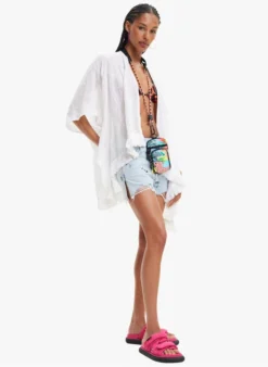 Desigual Ruimvallende, Katoenen Kaftan | Wit -Kleding Winkel 4166314
