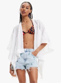 Desigual Ruimvallende, Katoenen Kaftan | Wit