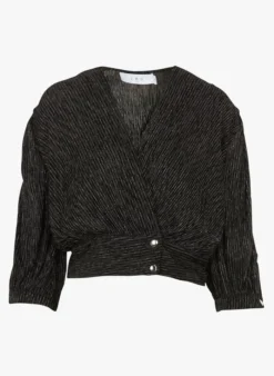 IRO LISETTA - Top Met V-hals En Glanzende Strepen | Zwart -Kleding Winkel 4166701