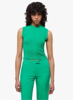 THE KOOPLES Top Met Ronde Hals En Ajourmotiefje | Groen