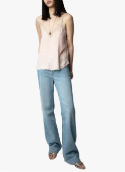 Zadig & Voltaire CHRISTY - Zijden Topje Met V-hals | Roze -Kleding Winkel 4175300