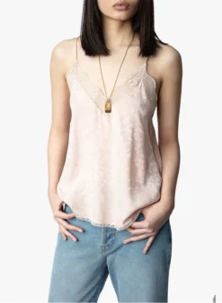 Zadig & Voltaire CHRISTY - Zijden Topje Met V-hals | Roze