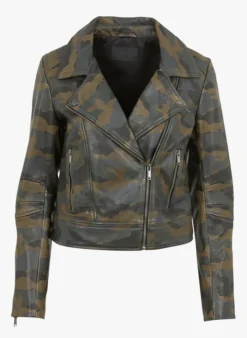 Ikks Leren Jasje Met Camouflageprint | Kaki 7 Ikks Leren Jasje Met Camouflageprint | Kaki -Kleding Winkel 4177011