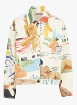 LE BAIN ET ELLE - Ruimvallend, Katoenen Jasje Met Klassieke Kraag | Veelkleurig 7 LE BAIN ET ELLE - Ruimvallend, Katoenen Jasje Met Klassieke Kraag | Veelkleurig -Kleding Winkel 4177103