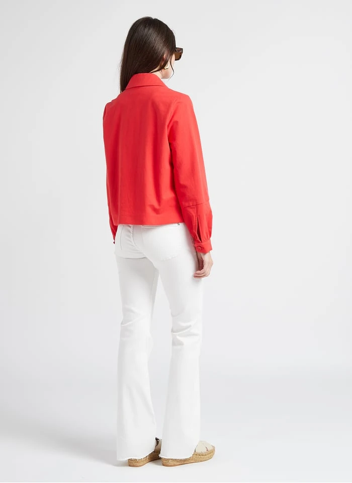 Katoenen Jasje Met Klassieke Kraag | Rood 7 Katoenen Jasje Met Klassieke Kraag | Rood - Afbeelding 7