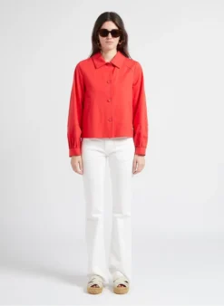 Katoenen Jasje Met Klassieke Kraag | Rood 12 Katoenen Jasje Met Klassieke Kraag | Rood -Kleding Winkel 4186841