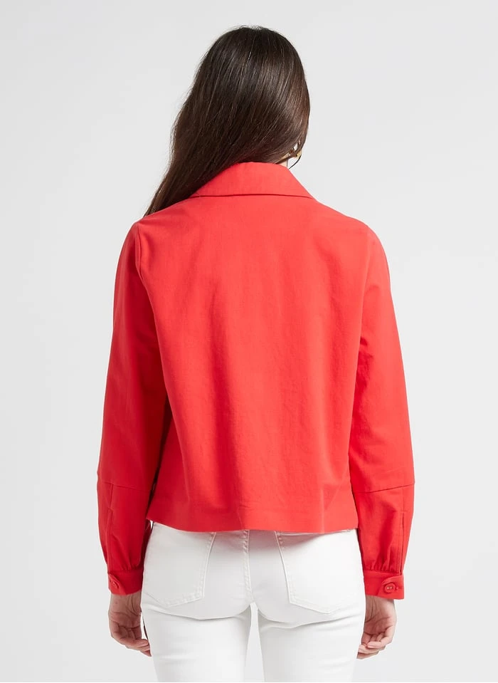 Katoenen Jasje Met Klassieke Kraag | Rood 2 Katoenen Jasje Met Klassieke Kraag | Rood - Afbeelding 2