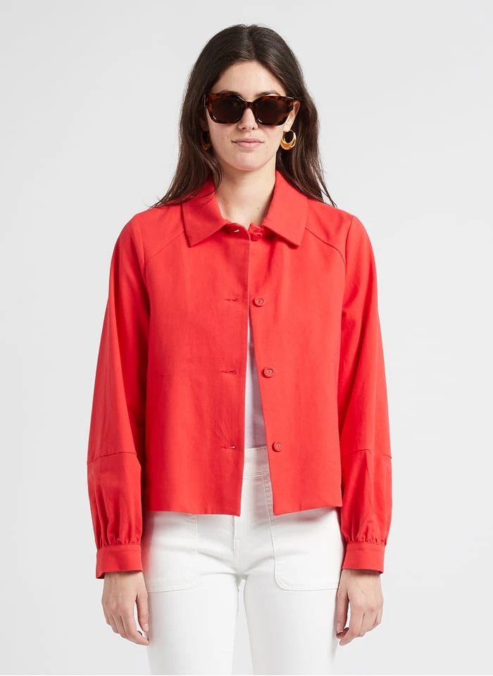 Katoenen Jasje Met Klassieke Kraag | Rood 1 Katoenen Jasje Met Klassieke Kraag | Rood