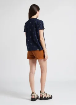 Vila MARIE - Top Met Lange Mouw, Tuniekhals En Stippenmotief Katoenblend | Blauw -Kleding Winkel 4187294