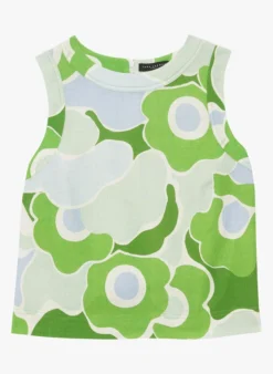 Tara Jarmon TEPEE - Top Van Linnenmix Met Ronde Hals En Print | Groen -Kleding Winkel 4188932