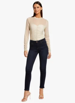 MORGAN TIVOLI - Top Met Opstaande Kraag En Glansdraad | Beige -Kleding Winkel 4189159