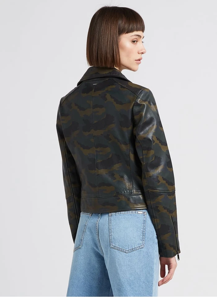 Ikks Leren Jasje Met Camouflageprint | Kaki 2 Ikks Leren Jasje Met Camouflageprint | Kaki - Afbeelding 2