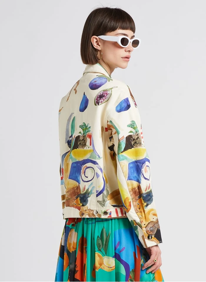 LE BAIN ET ELLE - Ruimvallend, Katoenen Jasje Met Klassieke Kraag | Veelkleurig 2 LE BAIN ET ELLE - Ruimvallend, Katoenen Jasje Met Klassieke Kraag | Veelkleurig - Afbeelding 2