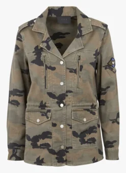 Ikks Katoenen Jasje Met Reverskraag En Camouflageprint | Kaki -Kleding Winkel 4189920